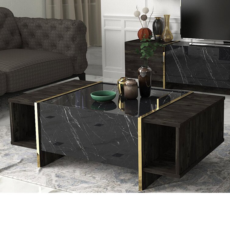 Black sled store coffee table